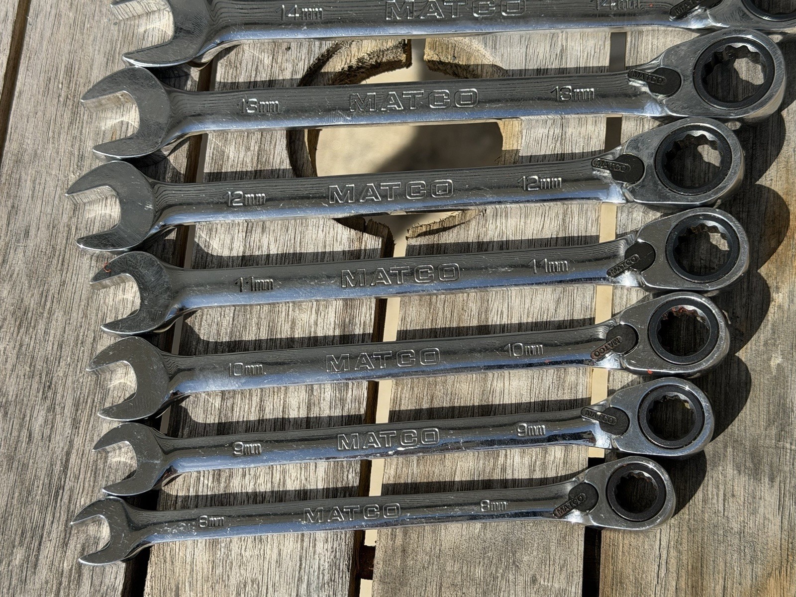 Matco Tools 8mm-19mm 12-Piece Ratcheting Wrench Set Working Smooth Excellent