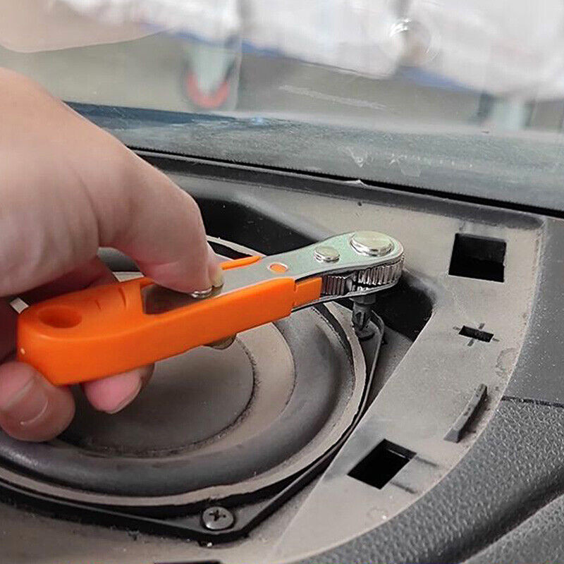 Ratcheting Right Angle Screwdriver Hex Drive 90 Degree Offset + 10pcs Bits Set