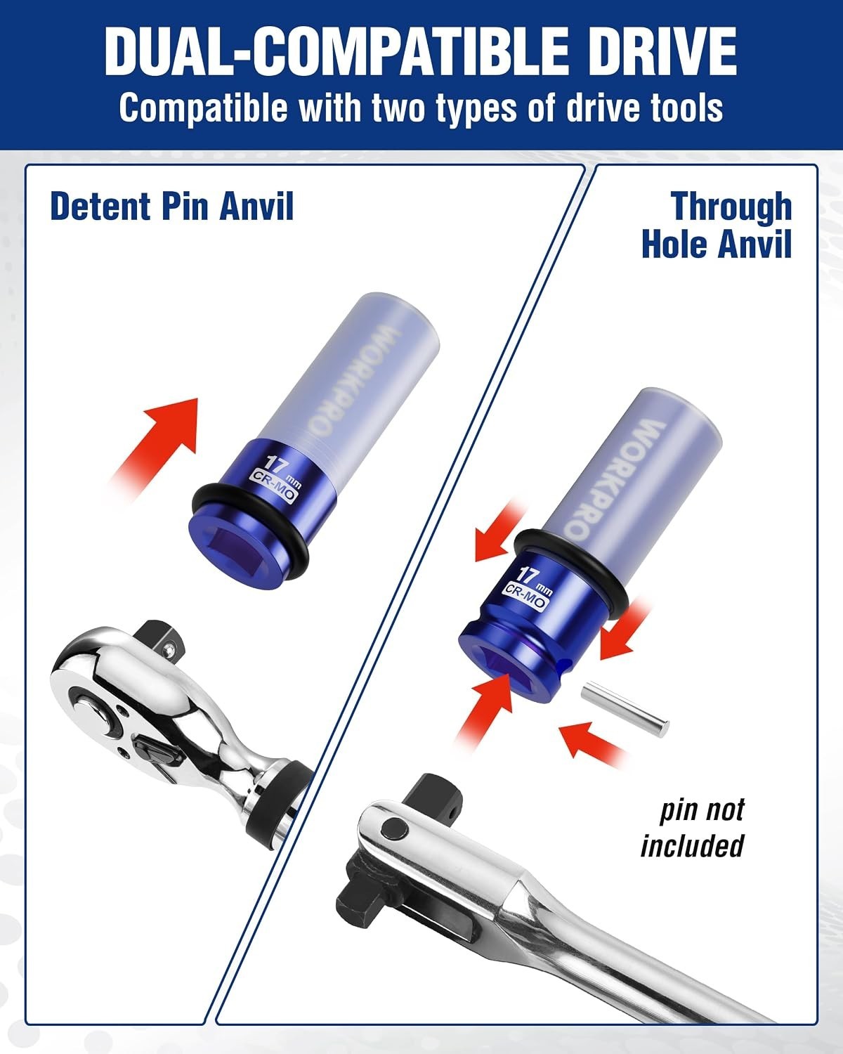 1/2″ Drive Lug Nut Impact Duty Socket, 17mm Deep Thin Wall Socket, Made of C…