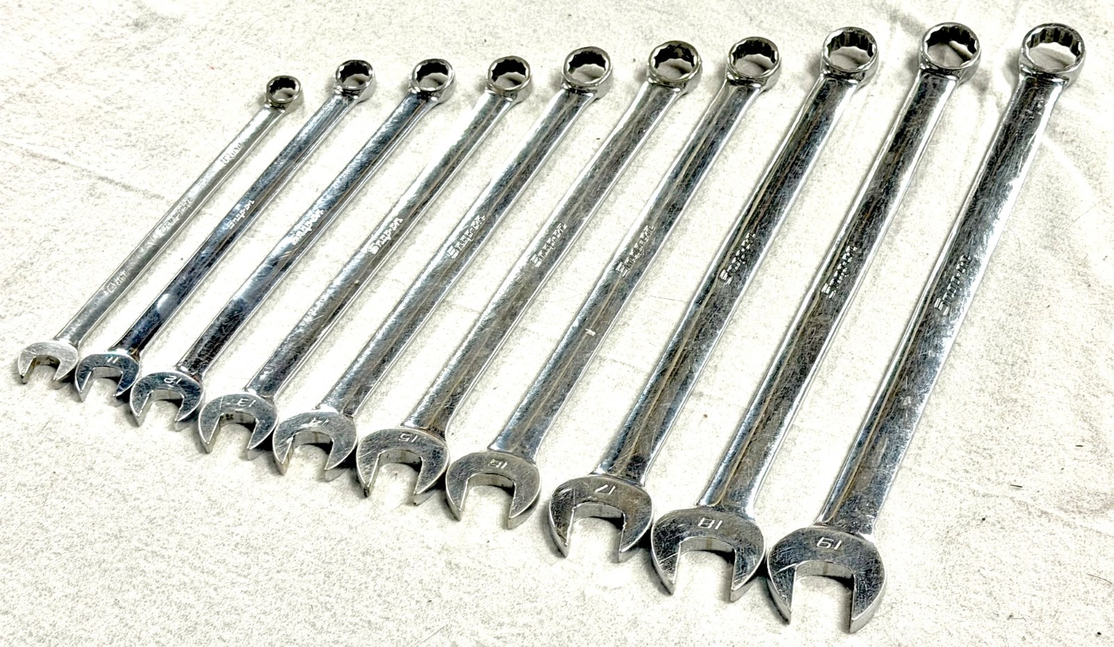 Snap On OEXLM Metric Long Combination Wrench Set 10mm-19mm Flank Drive Hand Tool