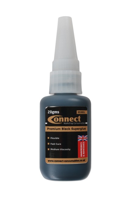 CONNECT 35301 Black Superglue C480 Bottle For Plastic Metal Trim Bonding 20g