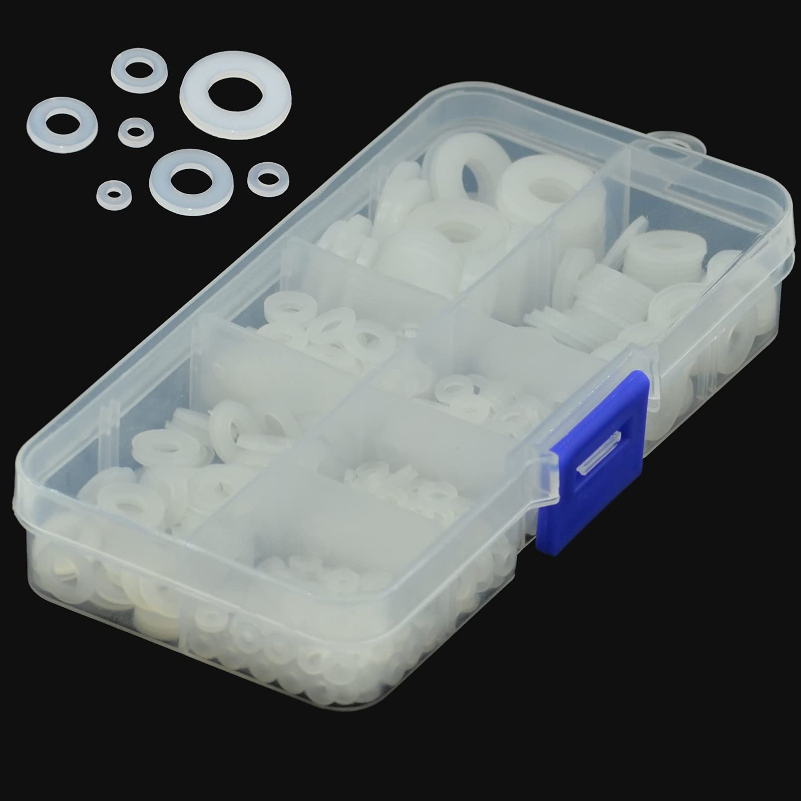 600 PCS M2-M8 Nylon Flat Washers,White Washers,Plastic 2-8 millimeters, White
