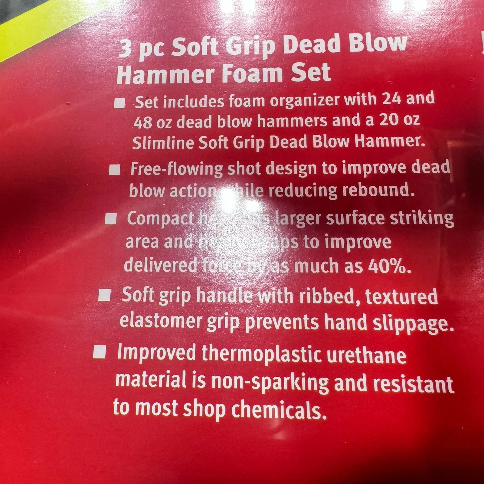 Snap-on Tools NEW 6pc HI VIZ YELLOW Dead Blow Hammer Set w/ PRO-FI Foam HBFE6FHV