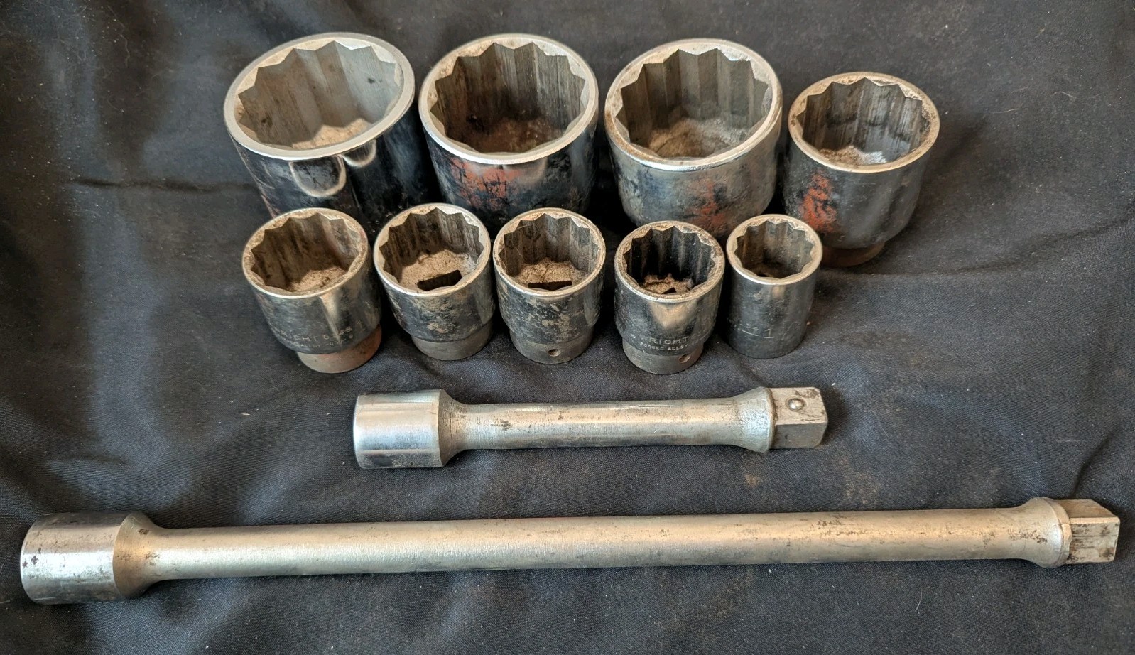 Vintage Wright Tools 3/4″ Dr 12pt Socket Set With Extensions 2-3/8″ To 1-1/16″