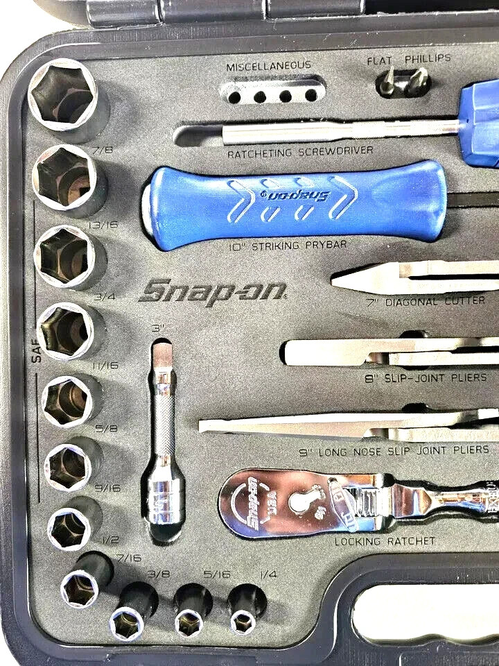 Snap-on POWER BLUE 3/8″ dr 33pc METRIC & SAE General Service Foam Set 233FSMBFMB