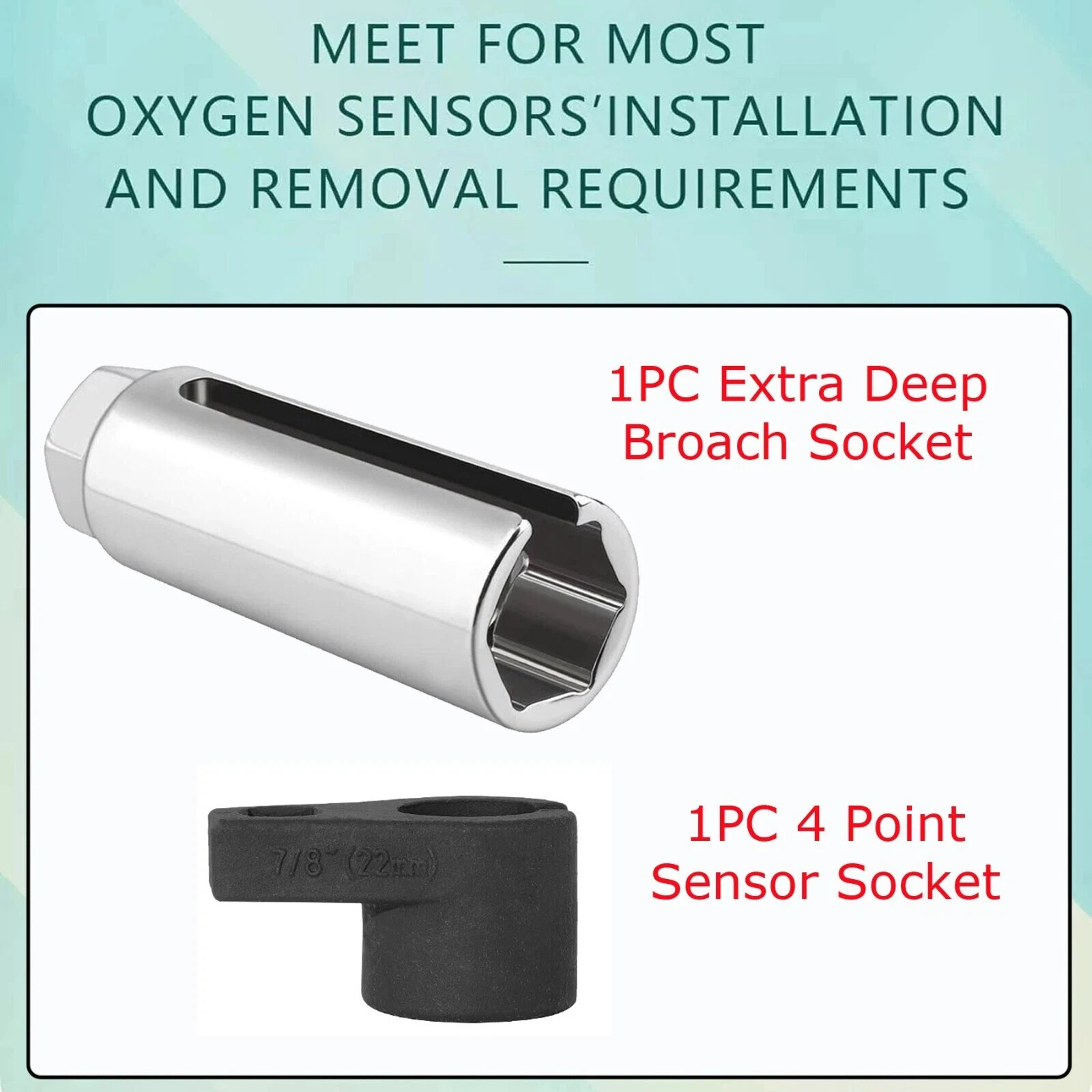 5Pcs O2 Oxygen Sensor Socket Wrench 3/8″ 1/2″ 22mm Auto Repair Installer Tool