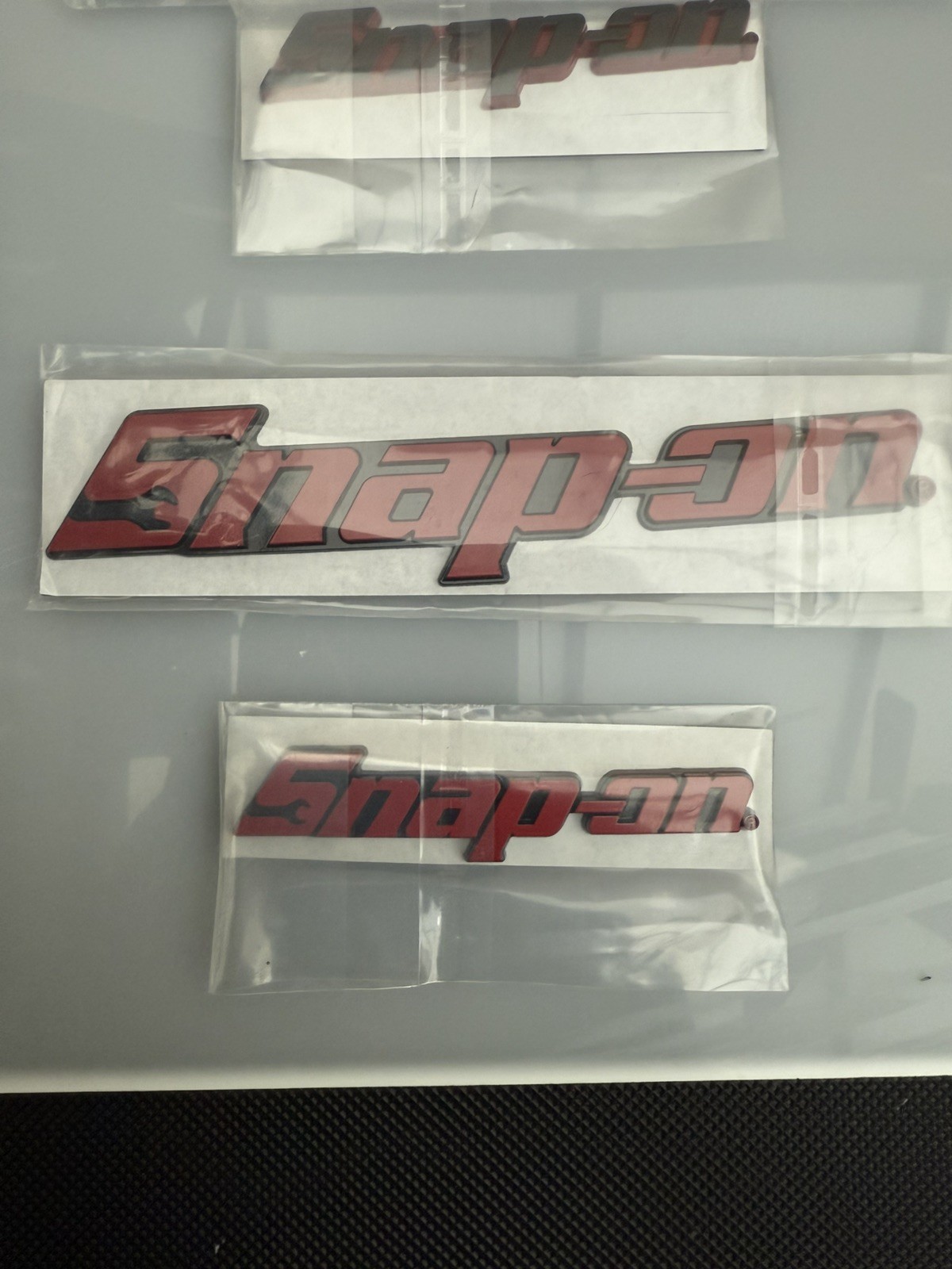 New Snap On LOGO 8” RED METAL Toolbox Roll Cab Badge Logo Emblem Sticker Decal