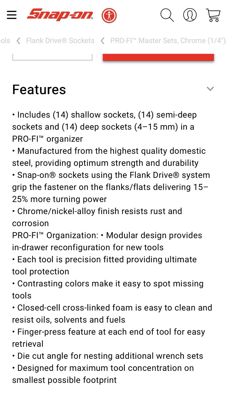 42 pc 1/4″ Drive 6-Point Metric Flank Drive® Socket Set