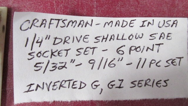 CRAFTSMAN USA 1/4″ DRIVE 6 POINT SHALLOW SOCKET SET 5/32″ to 9/16″ ~ 11 PC. SET