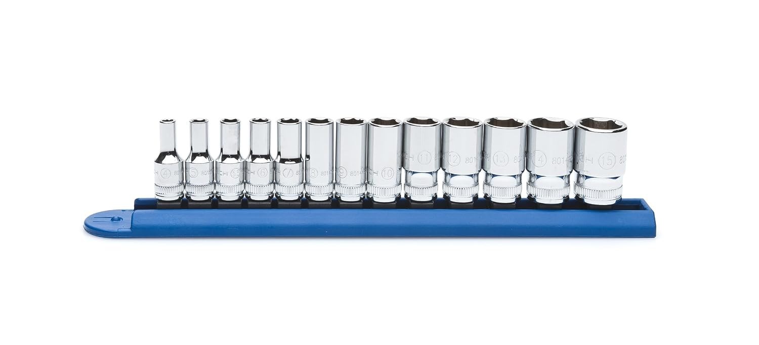 Efficient 13 Pc. 1/4″ Drive Metric Socket Set with Off-Corner Loading Design