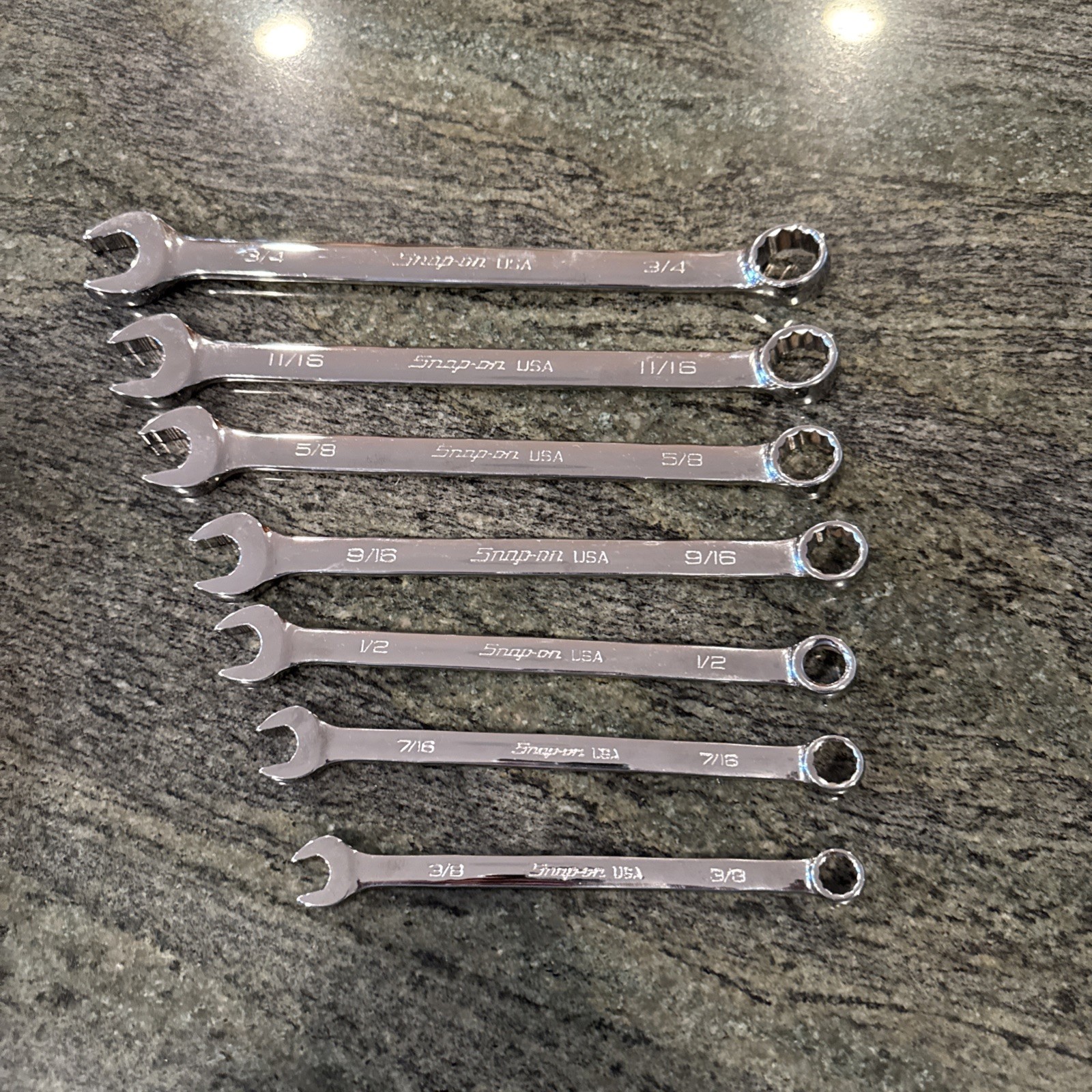 snap on soex707 7 pc 12 point sae flank drive plus combination wrench set new