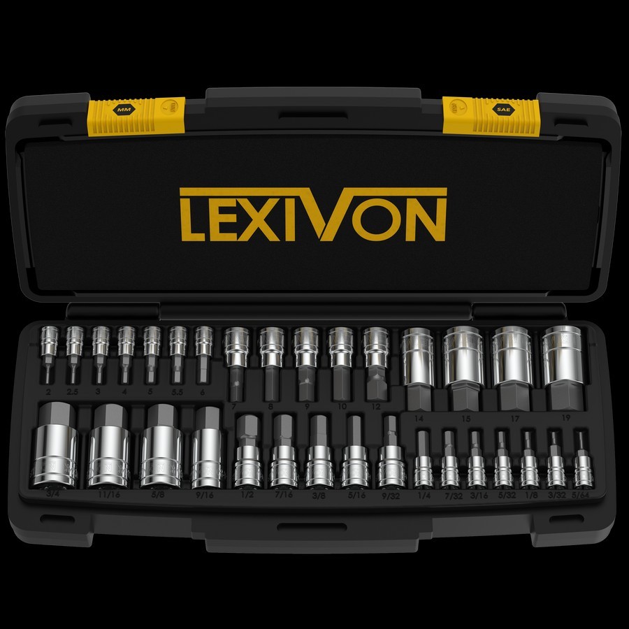 LEXIVON 32pc Hex Bit Socket Set (Metric & SAE)(LOW PRICE!!!)