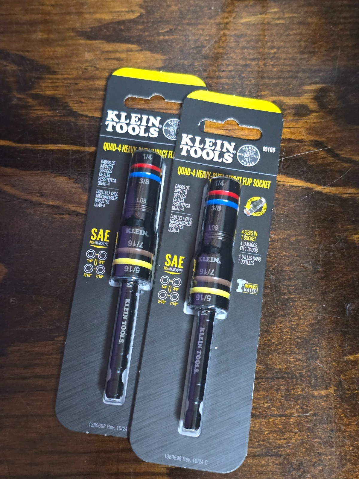 🛠️ Klein Tools 651Qs 1/4 In Drive Impact Quad Flip Socket * SAE