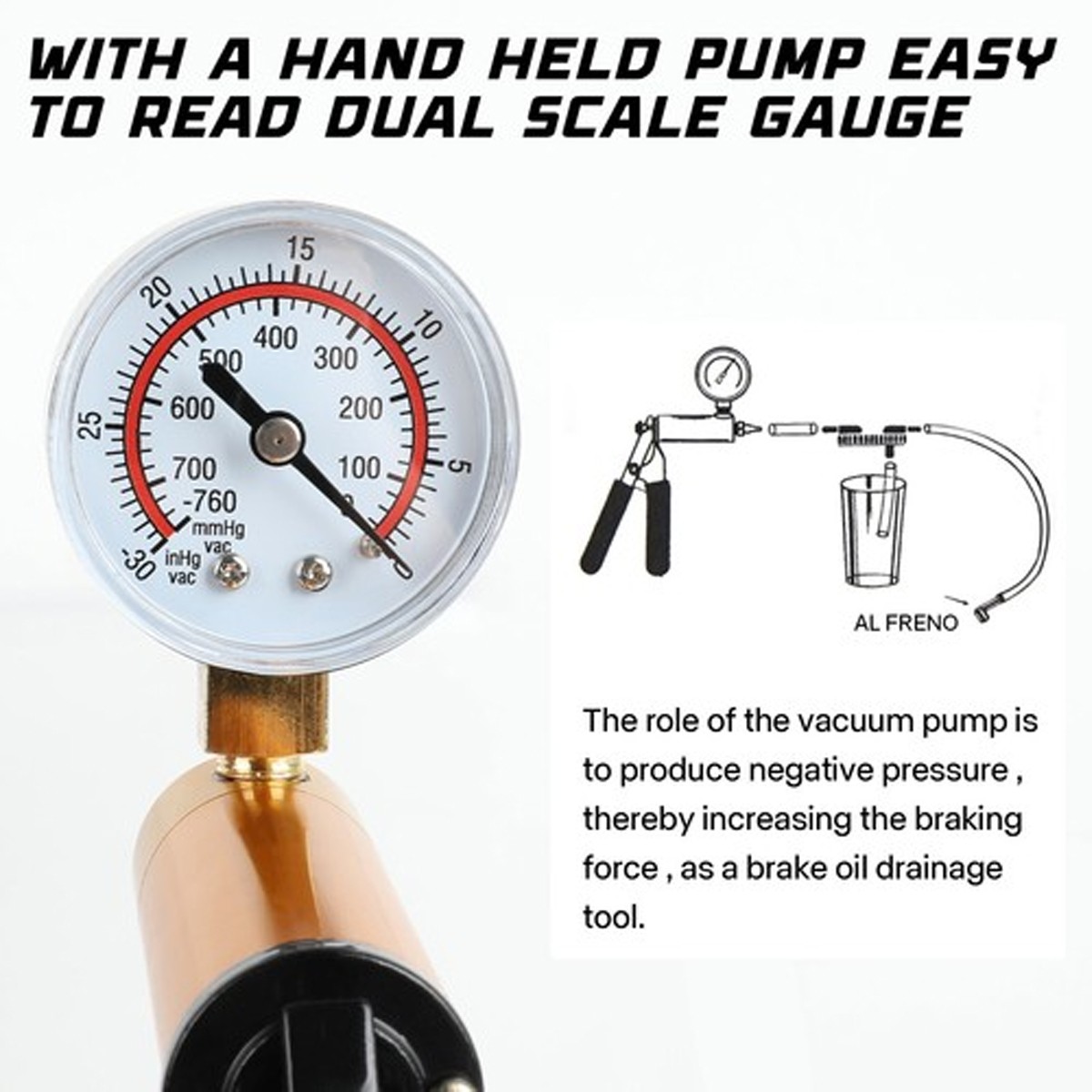 Hand Held Vacuum Pump Pressure Tester Kit Car Brake Fluid Bleeder Bleeding Tool