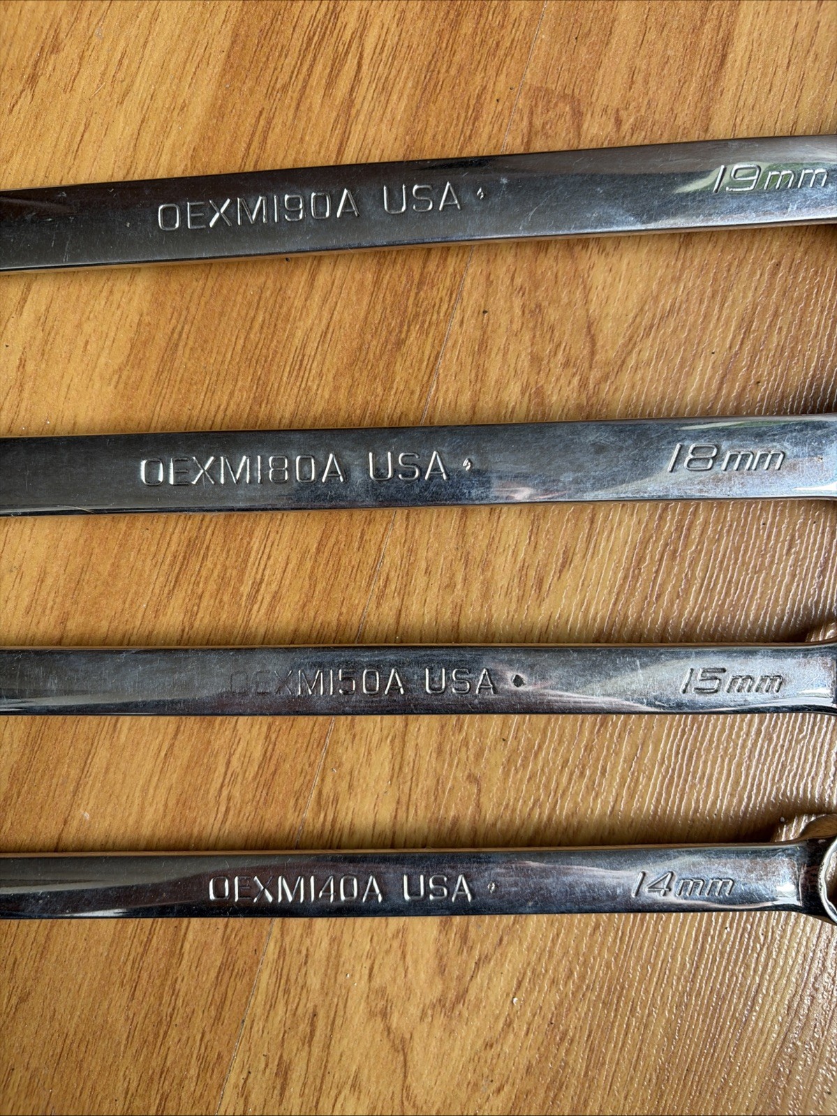 Snap On USA Tools Set 4 OEXM40A/50A/180A OEXM190A Combination Wrench 19 18 15 14