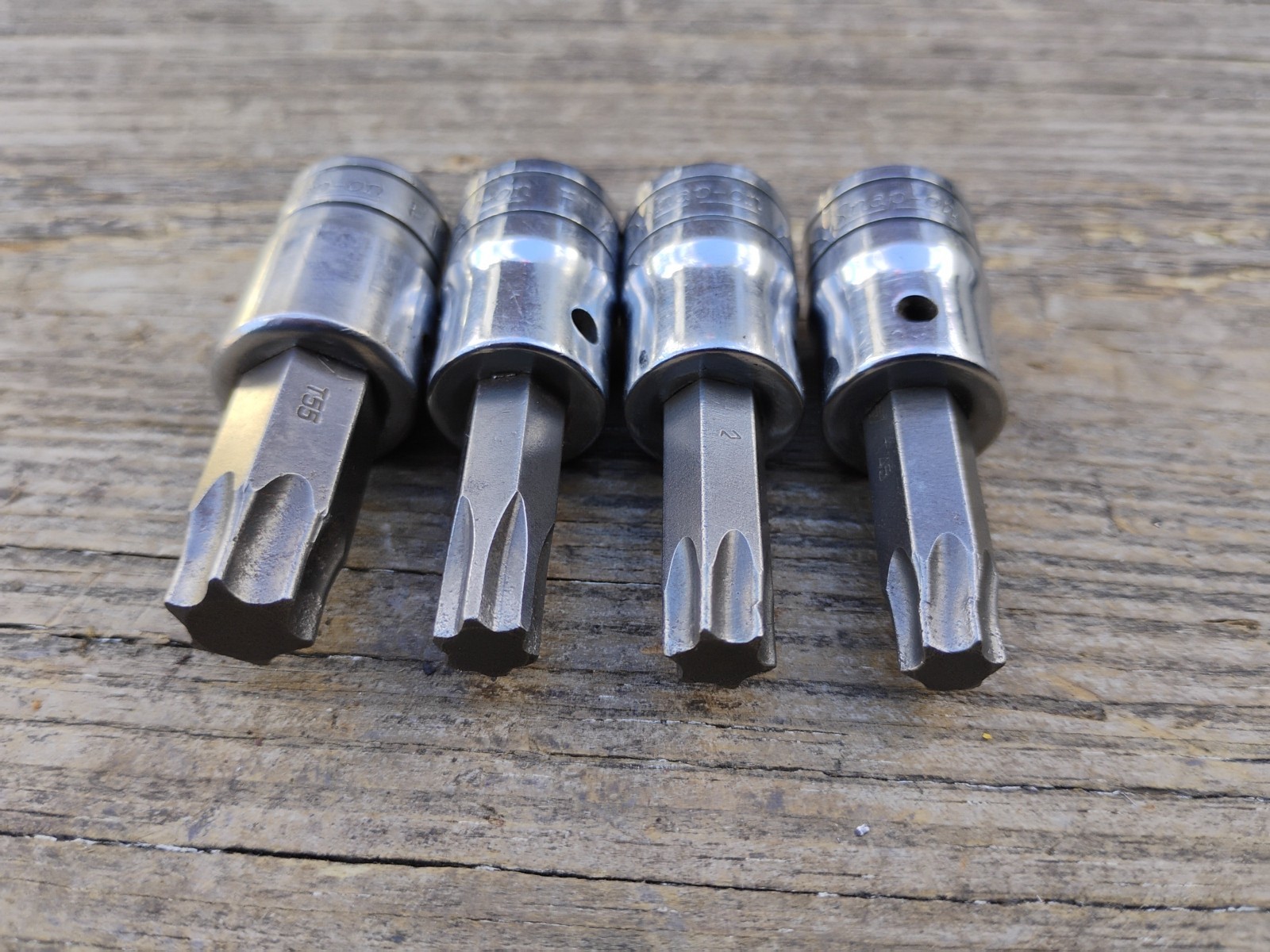 Lot Of 4 Snap On 3/8 Drive Torx Sockets FTX55 FTX500 FTX50C FTX45A