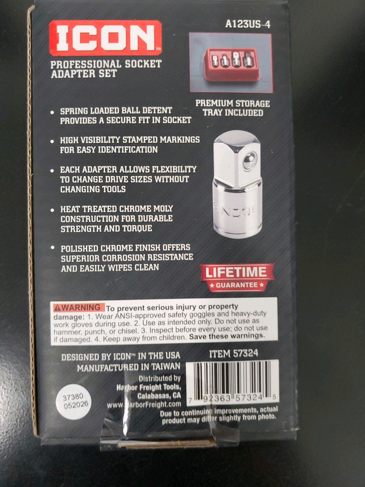 Icon Professional Socket Adapter Set 4 Piece Chrome Moly Steel A123US-4 57324