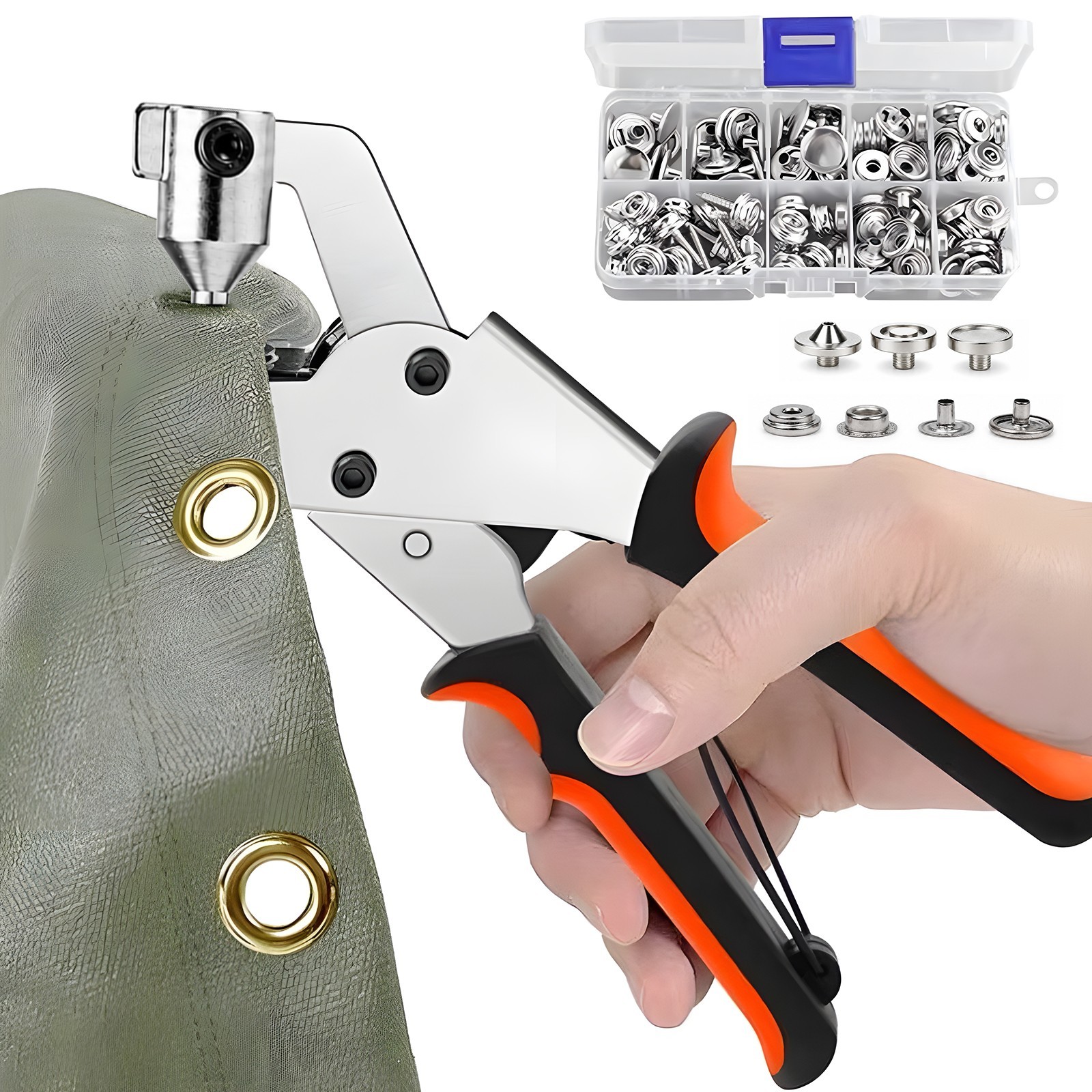 Snap Fastener Tool Kit 200pcs Marine Canvas Repair Plier Heavy Duty Grommet