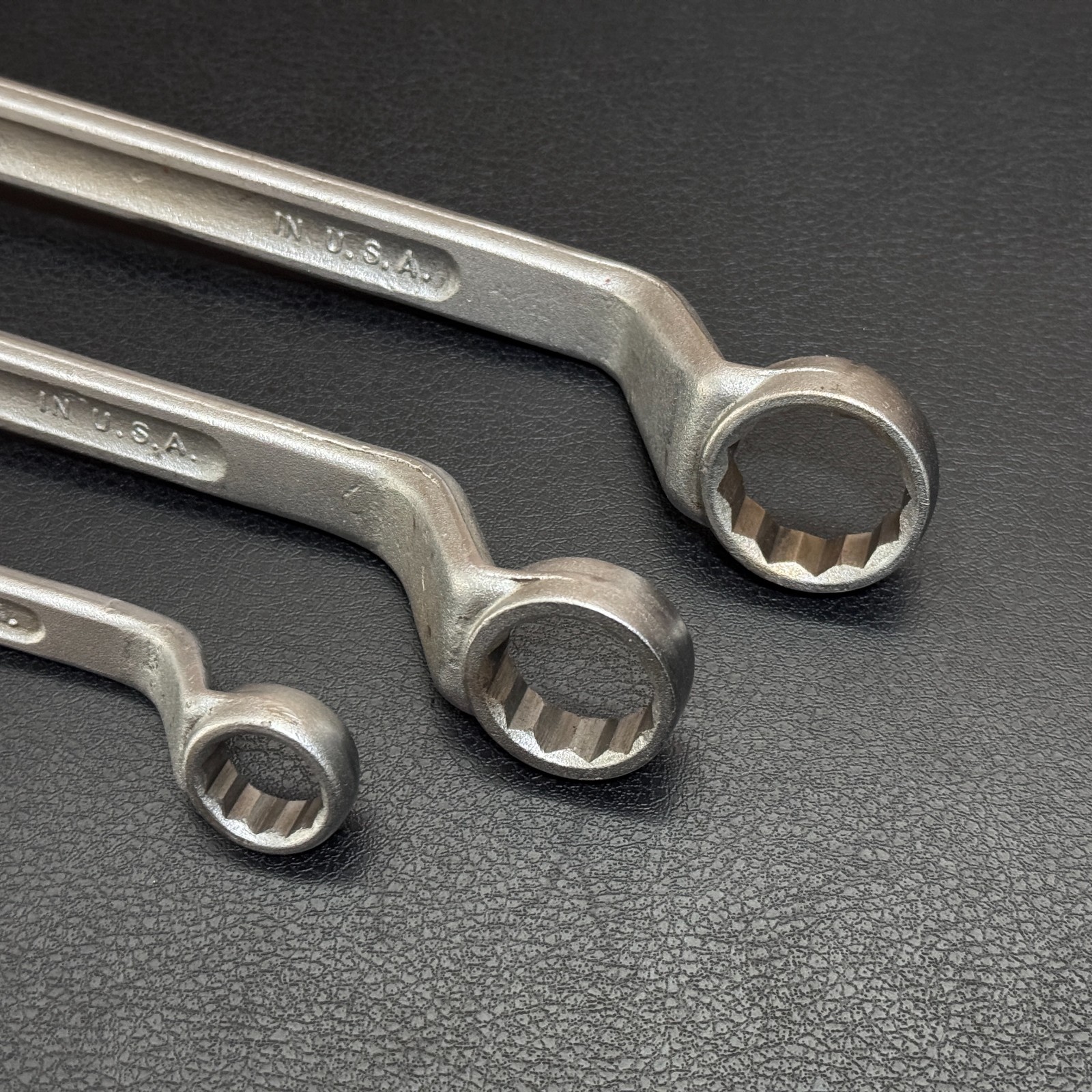 Vintage TRU-FIT 12PT Offset Box End Wrench Set 3-pc Forged Steel 1/2″ – 7/8″ USA