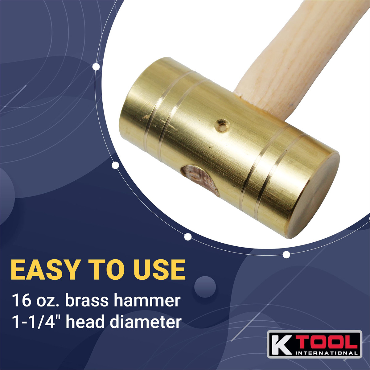 K-Tool 71714 16 oz. Brass hammer with Wooden Hickory Handle