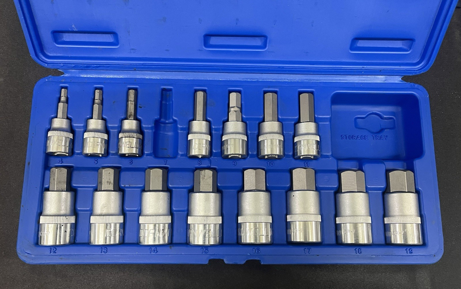 Cornwell CBSM1623S 3/8” & 1/2” Drive Metric Hex Bit Socket Set Missing One (7)