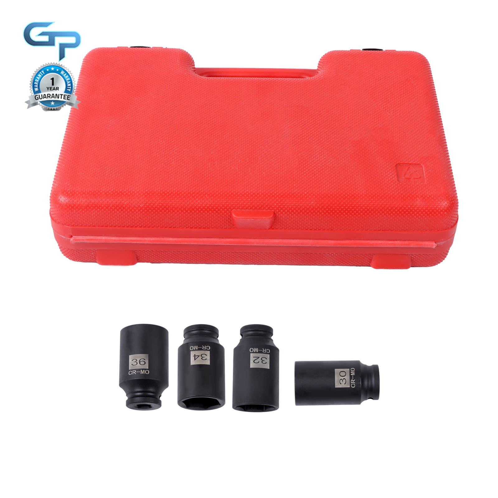 4PCS 1/2″ Drive Spindle Axle Nut Socket Remover 12 Point 30mm 32mm 34mm 36mm