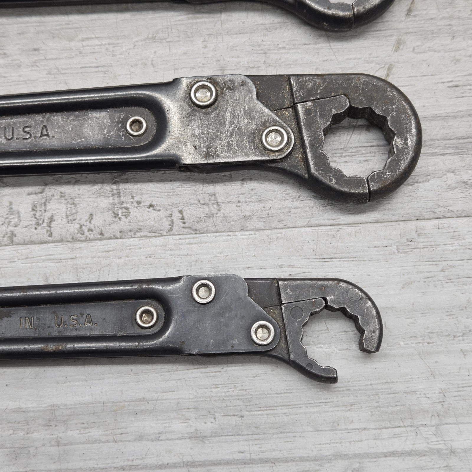 PROTO Ratcheting Box End Wrench Set SAE 4 Pc USA Made Reversible Offset READ