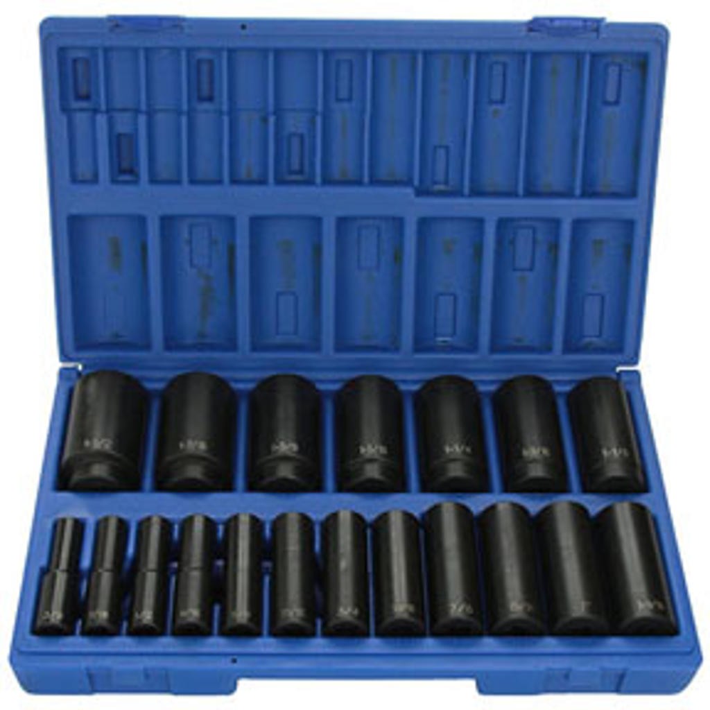 19-Piece 3/8 in. to 1-1/2 in. Drive 12-Point SAE Impact Socket Set GRY-1719D