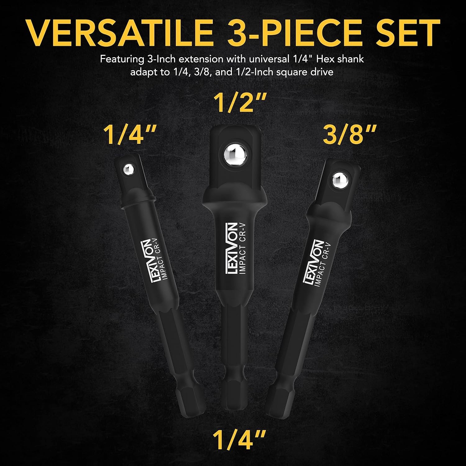 Versatile Chrome Vanadium Impact Socket Adapter Set – Secure 3″ Extension