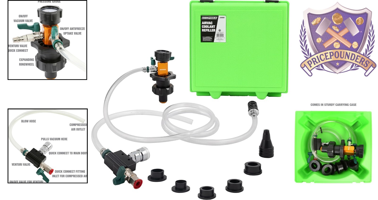 Multipurpose 24444 Cooling System Refiller Tool with Durable Case & Adaptability