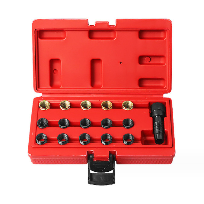 16x M14 x 1.25 mm Spark Plug Rethread Repair Tap Tool Thread Reamer Inserts Kit