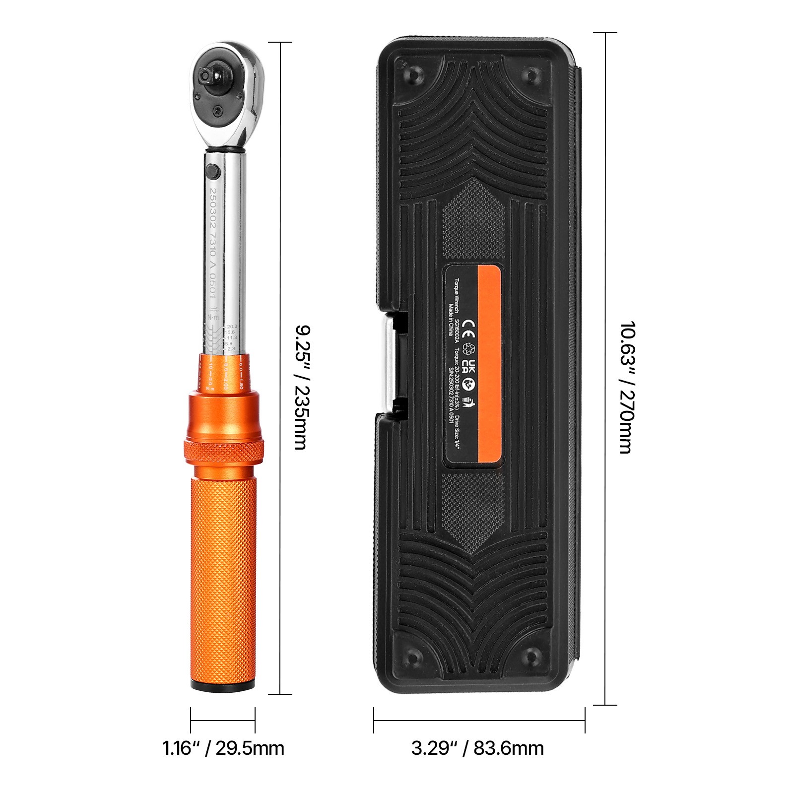 Uimoso 1/4 Inch Drive Torque Wrench Set, 20-200 lbf-in, 2.3-22.6 N.m, 72-Tooth