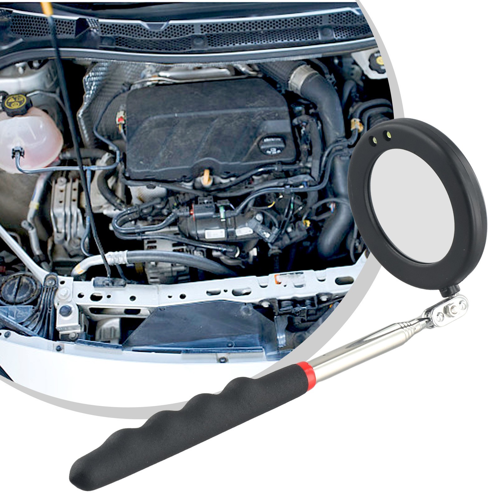 Extending Inspection Mirror Telescopic Swivel Car Mechanic Folding Tool DIY
