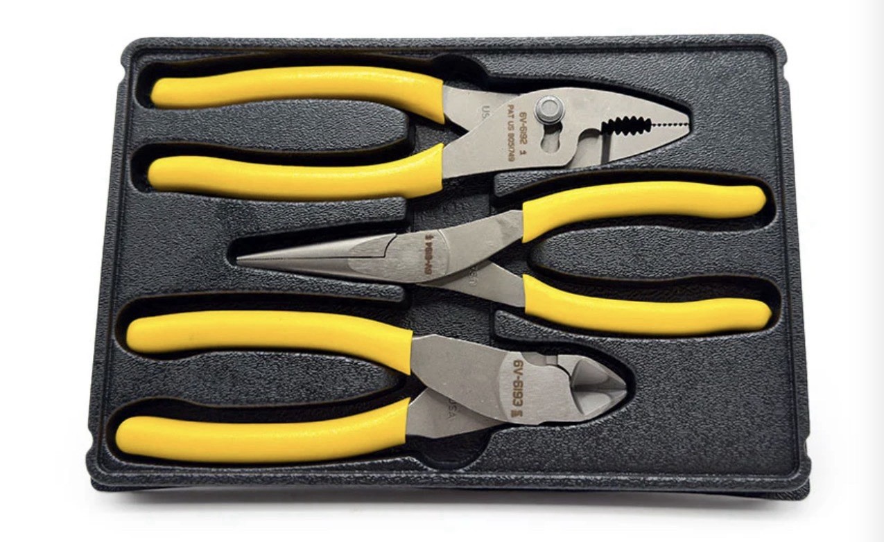 Caterpillar Cat Tools USA By Snapon 3pc Plier Set 233-1639 Slip Needle Cutter