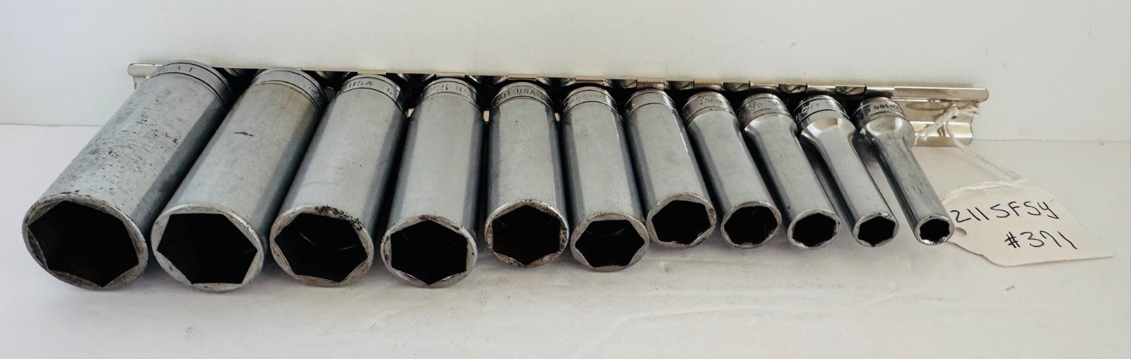 Snap On Tools 211SFSY 11pc 3/8” DR. Deep Well 6pt Socket Set 1/4″-7/8″ #371