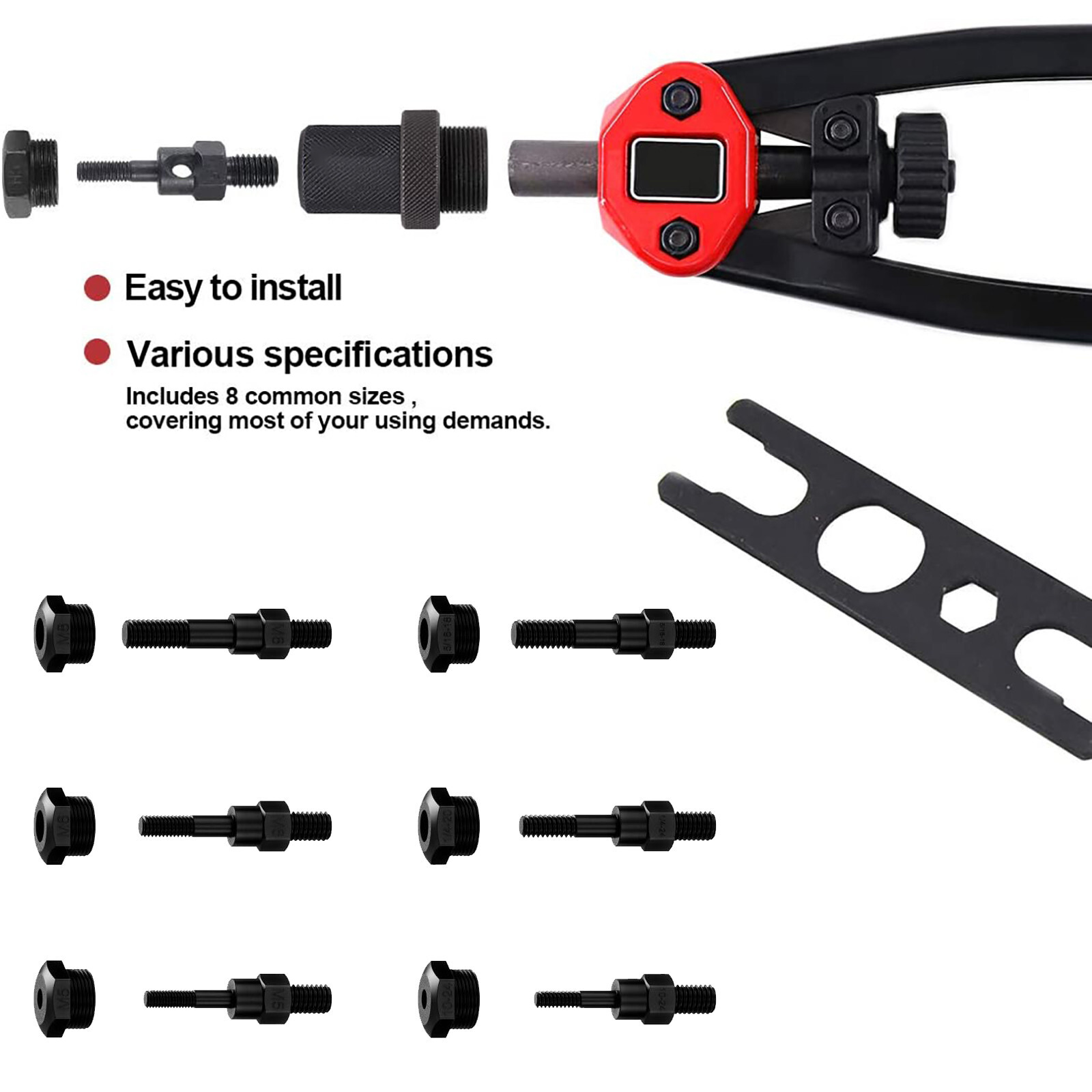 180pcs Easy Automatic Rivet Tool Set Dual-Hand Manual Metric&SAE Rivet Nut Tool
