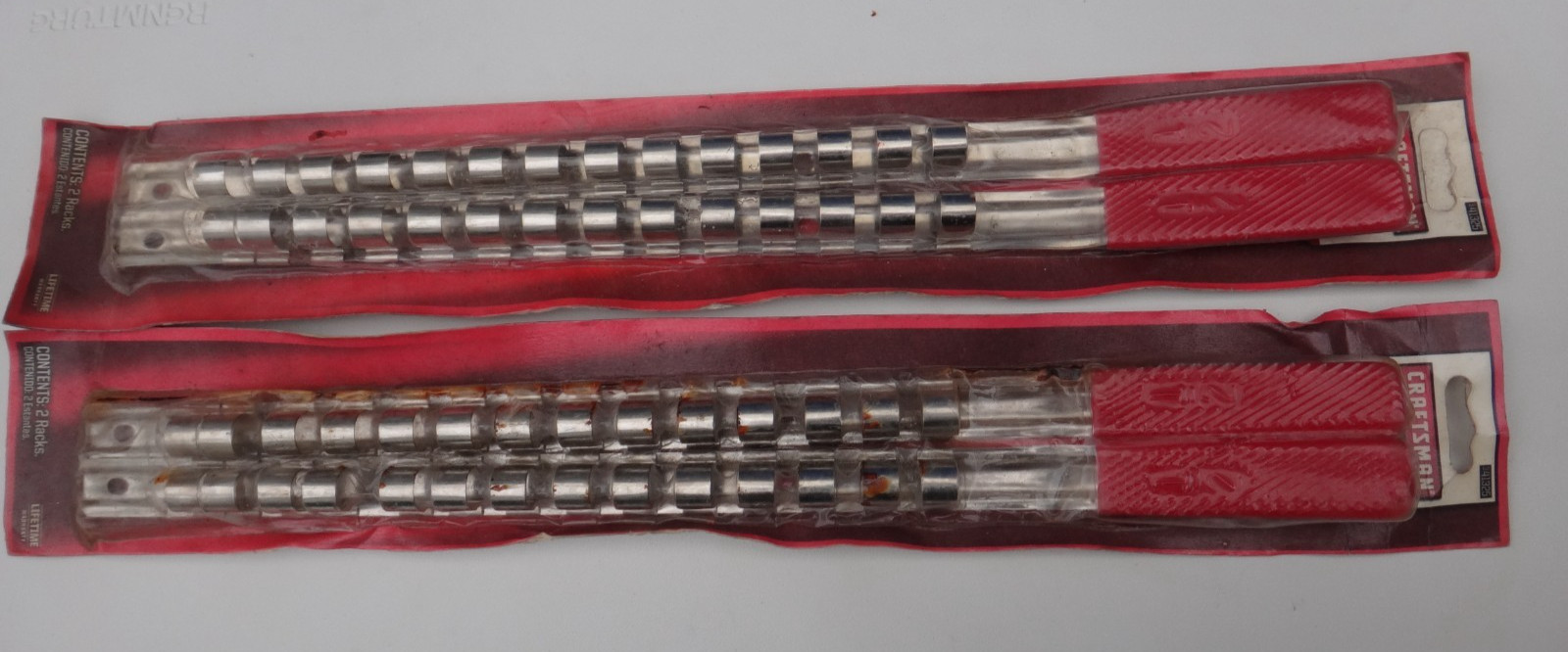 Craftsman 1/2″ Drive Socket Rail 9-41325 2 Pack NOS Red Plastic Handle Slide