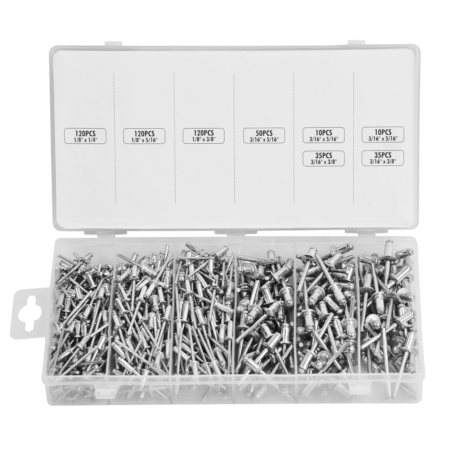 Industrial Aluminum Pop Rivet Assortment 500pcs 3/16-1/2″ F Hand/Air Riveter Gun
