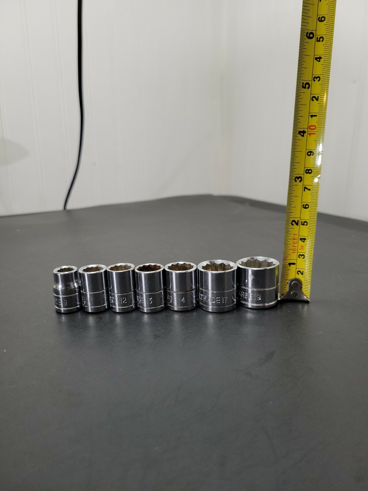 (7) ALLTRADE Shallow Sockets 12mm 13mm 14mm 17mm 19mm Metric 3/8″ Drive 12 Point