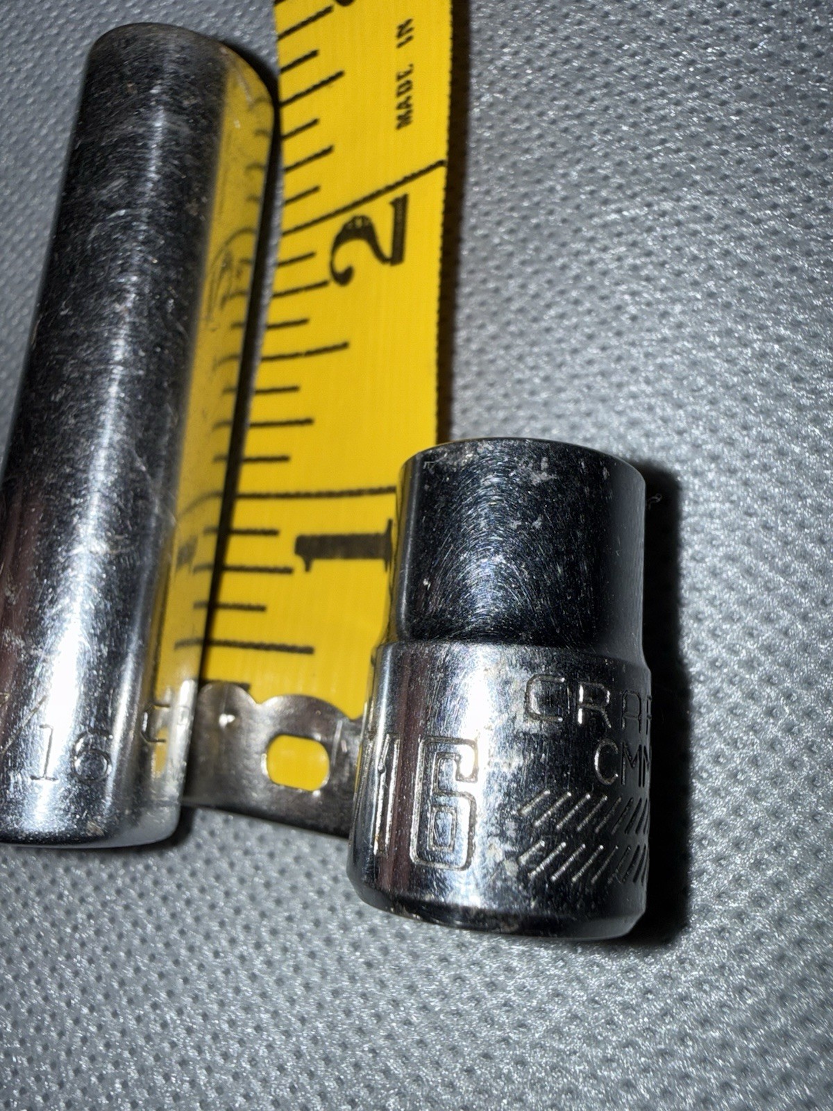 2 Craftsman 7/16″ Sockets 6 Point 3/8 Drive -V- 43331 (deep) & CMMT 43002 (reg).