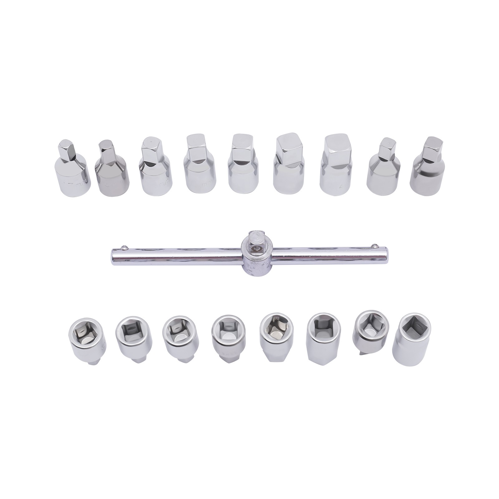18x Oil Drain Pipe Plug Hexagon Square Socket Key Removal Tool Set 3/8in Drive