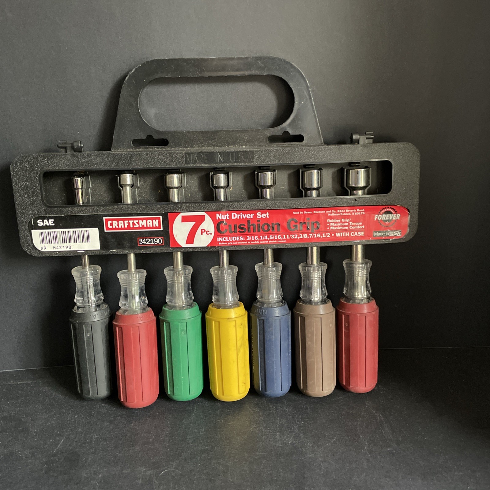 Vintage Craftsman 7pc SAE Nut Driver Set 42190 Cushion Grip USA Pls See Pics