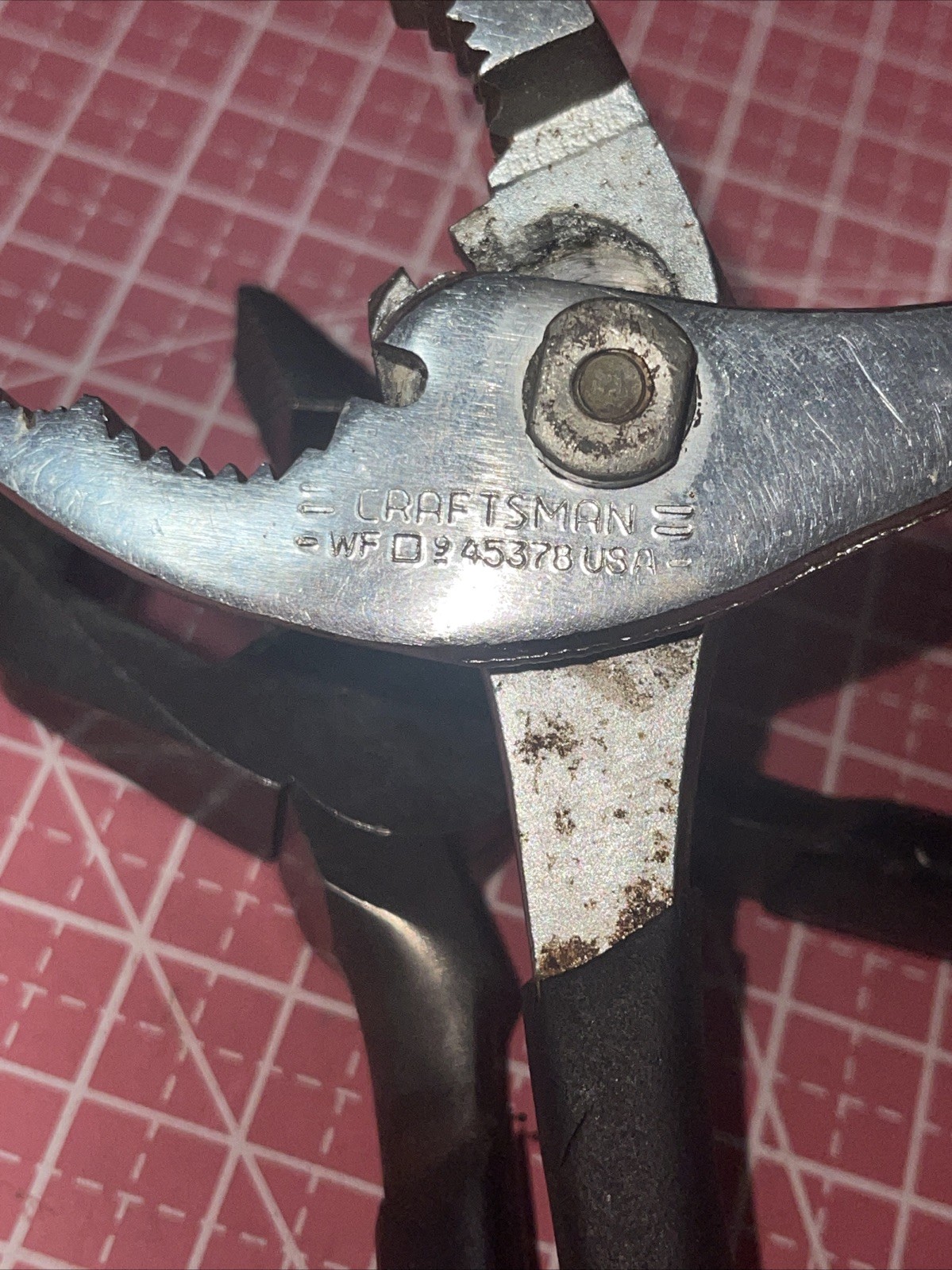 Sears Craftsman USA 45378 45182 Slip Joint & Lineman Pliers Vintage Black Grip