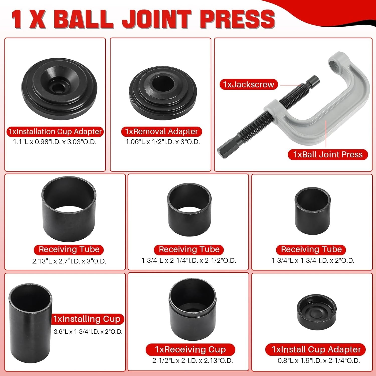 Heavy Duty Ball Joint Press & U Joint Removal Kit for 2WD/4WD Vehicles – 10PCS