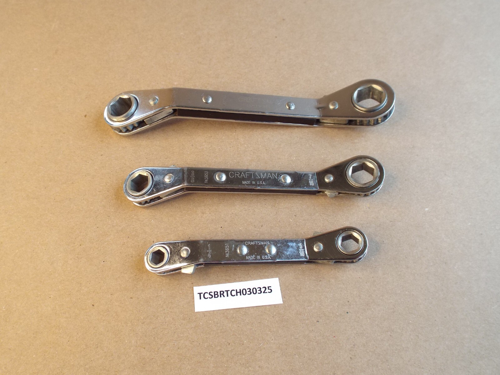 3 VTG Craftsman Box End Ratchet Wrench 1/4″ to 9/16″ USA 6 Point – Nice !