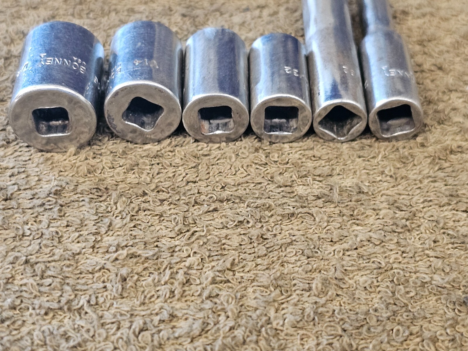 6 Bonney VL V Socket 1/4″ Drive 1/2 7/16 3/8 11/32 9/32 3/16″ Sae Set