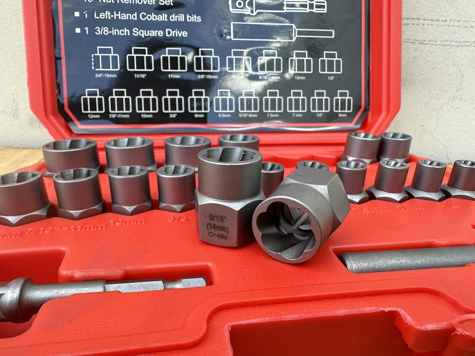27pc 3/8” Dr. Impact Bolt Nut Extractor Twist Socket & Screw Removal Bits Tools