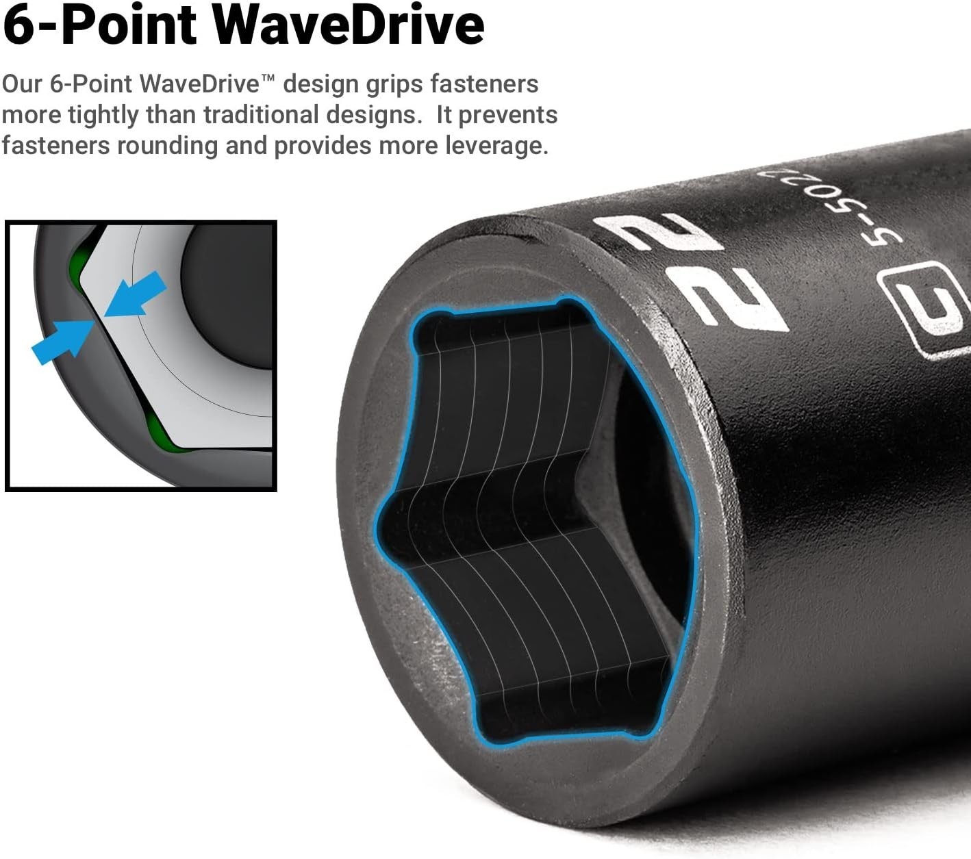 Professional 22 mm Shallow Impact Socket, 3/8-Inch, Manganese Phosphate Coated