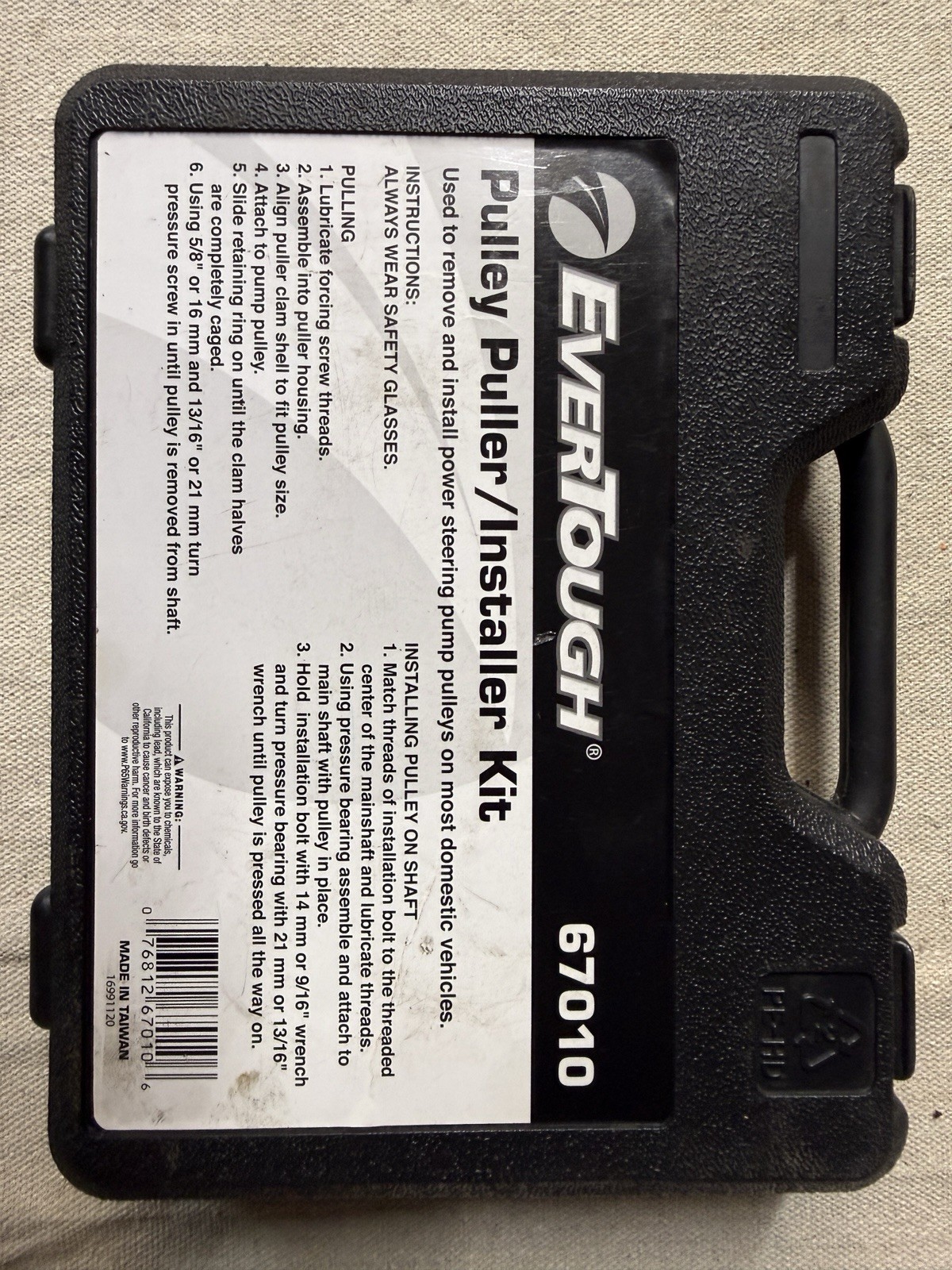 EverTough 67010 Power Steering Pulley Puller & Installer Tool Kit