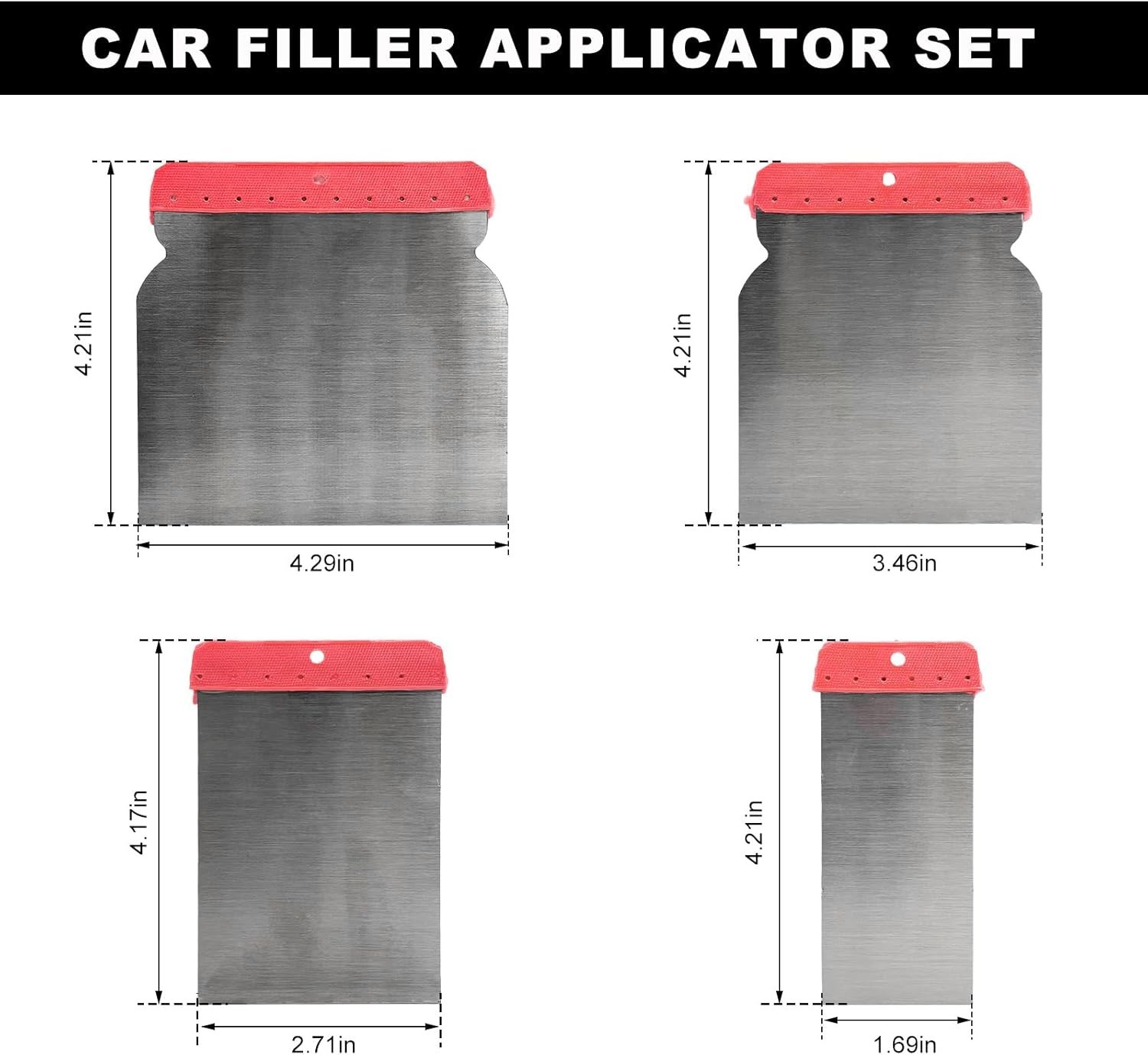 FSTURIOS 4PCS Body Filler Applicator Set, 4 Sizes Auto Paint Spreader Assortme